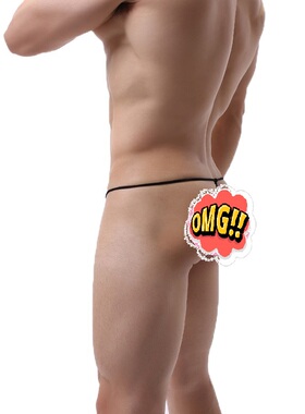 丁字裤男一根线 日系内裤兜裆布壮熊单丁细带透气三角性感低腰T裤