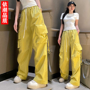 街舞工装裤时尚套装女夏短袖美式复古潮酷高腰阔腿裤爵士舞蹈服装