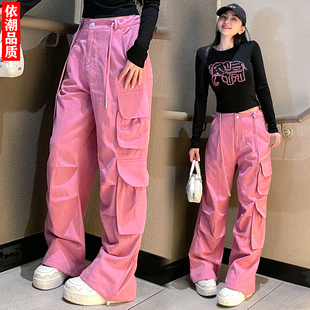 爵士舞工装裤时尚套装女春秋刺绣长袖T恤ins超火曳步舞穿搭一整套