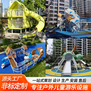 户外不锈钢滑梯非标动物造型小区公园儿童无动力游乐设备厂家定制