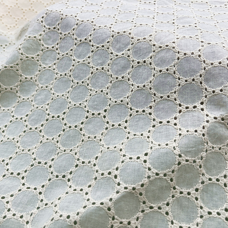镂空铜钱花刺绣纯棉裙子衬衫衣服装汉服diy纺织面料辅料配套布类