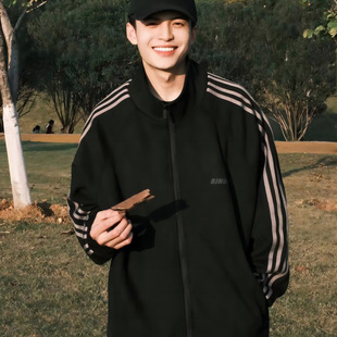 汪苏泷同款BJHG复古开衫卫衣外套男款秋季高街情侣运动棒球服夹克