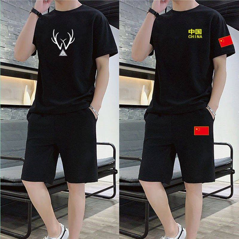 军迷运动套装男夏季休闲套装新款韩版潮流青年男士短袖短裤一套,男装,休闲运动套装,淘宝优惠券,粉丝福利购,淘宝优惠卷