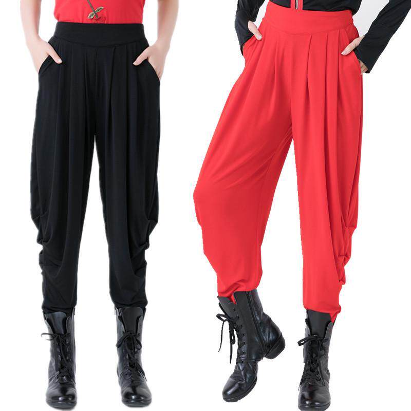 水兵舞服装女杨不不果果新款多褶哈伦裤束腿裤广场舞萝卜裤舞蹈裤