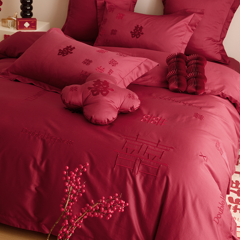 小红书推荐新中式婚庆喜被四件套
