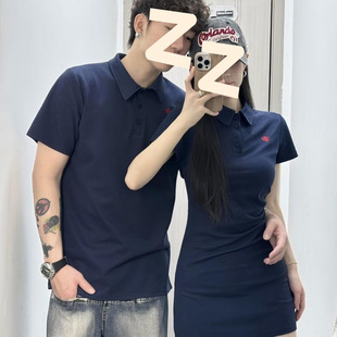 中长款 棉高级感情侣款 polo衫 夏季 连衣裙两件套一件 一衣裙潮牌短袖