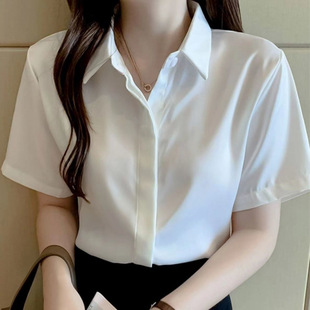 半袖 新款 正装 夏季 工作服白色韩版 白衬衫 职业薄款 女暗扣防走光短袖