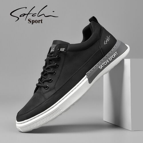 沙驰运动休闲布鞋男正品黑色2025年新款春夏透气软底高档爸爸男鞋