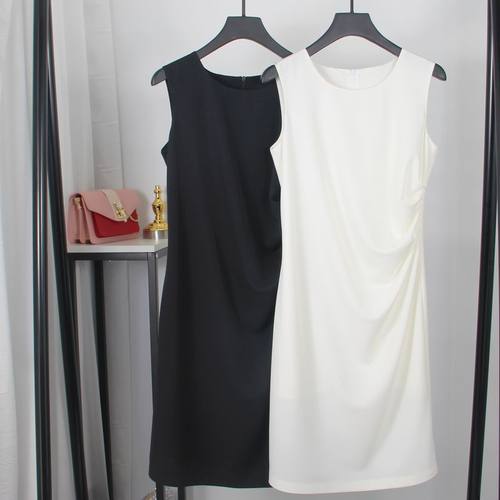 褶皱设计感连衣裙无袖高端礼服女