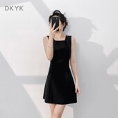 赫本风高级感小黑裙无袖 黑色背心裙打底连衣裙小个子轻奢礼服裙女