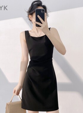 高级感无袖气质小黑裙2025春夏新款修身显瘦收腰御姐绝美连衣裙女