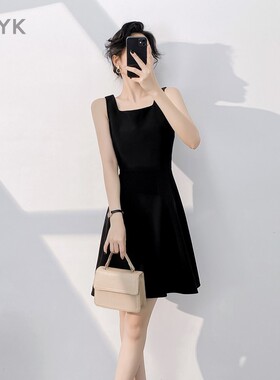 法式高级感2025新款春夏背心吊带无袖小黑裙收腰显瘦气质连衣裙子