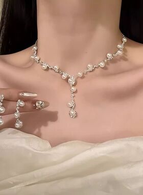 项链女配饰超酷锁骨链不掉色轻奢小众珍珠链显白法式气质海边颈链