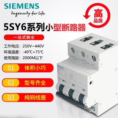 西门子小型断路器5SY6 5SY41P/2P/3P/4P/ 1A-16A-32A微型空气开关
