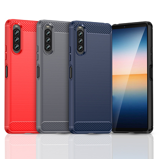 適用Sony索尼 IV手機殼XQ CC72簡約拉絲碳纖維紋防滑防指紋全包邊防摔保護套軟殼 Xperia