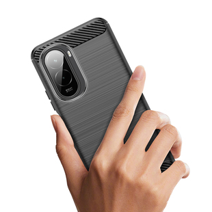 适用Poco M7 4G手机壳Poco M7 Plus 4G简约拉丝碳纤维纹防滑防指纹全包边防摔保护套软壳