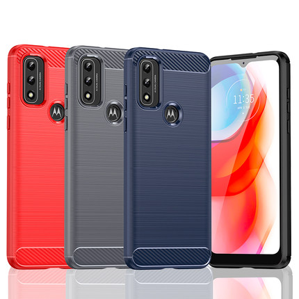 适用Moto G Play 2022手机壳Moto G Pure 2021简约拉丝碳纤维纹防滑防指纹全包边防摔保护套软壳