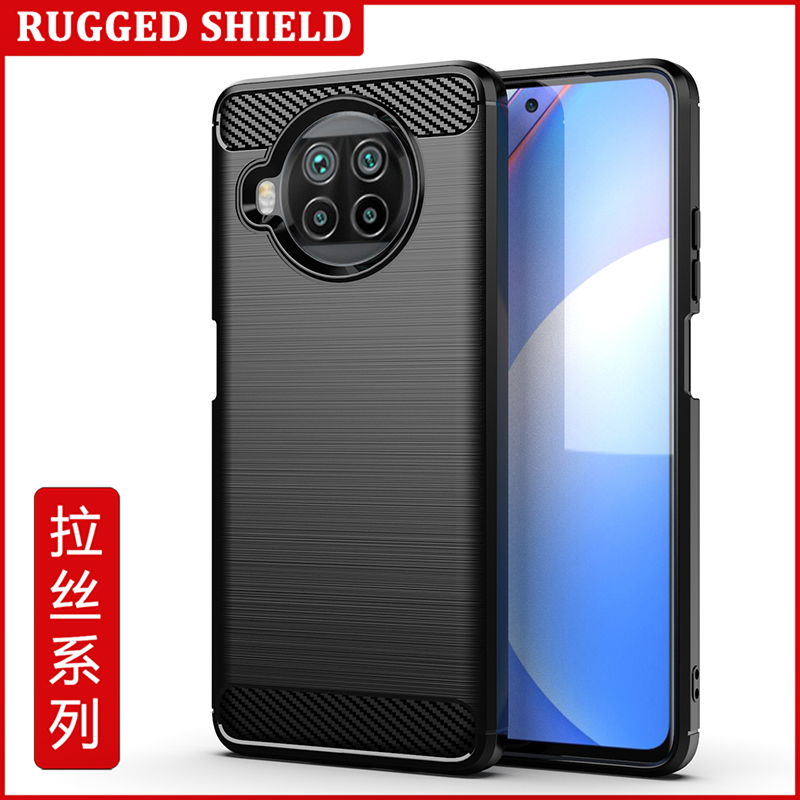 适用小米10i手机壳小米10T Lite/红米note9 Pro 5G通用简约拉丝碳纤维纹防滑防指纹全包边防摔保护套软壳
