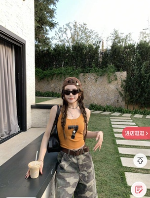 正品实拍2026新款韩版时尚百搭显瘦气质简约数字印花修身吊带背心