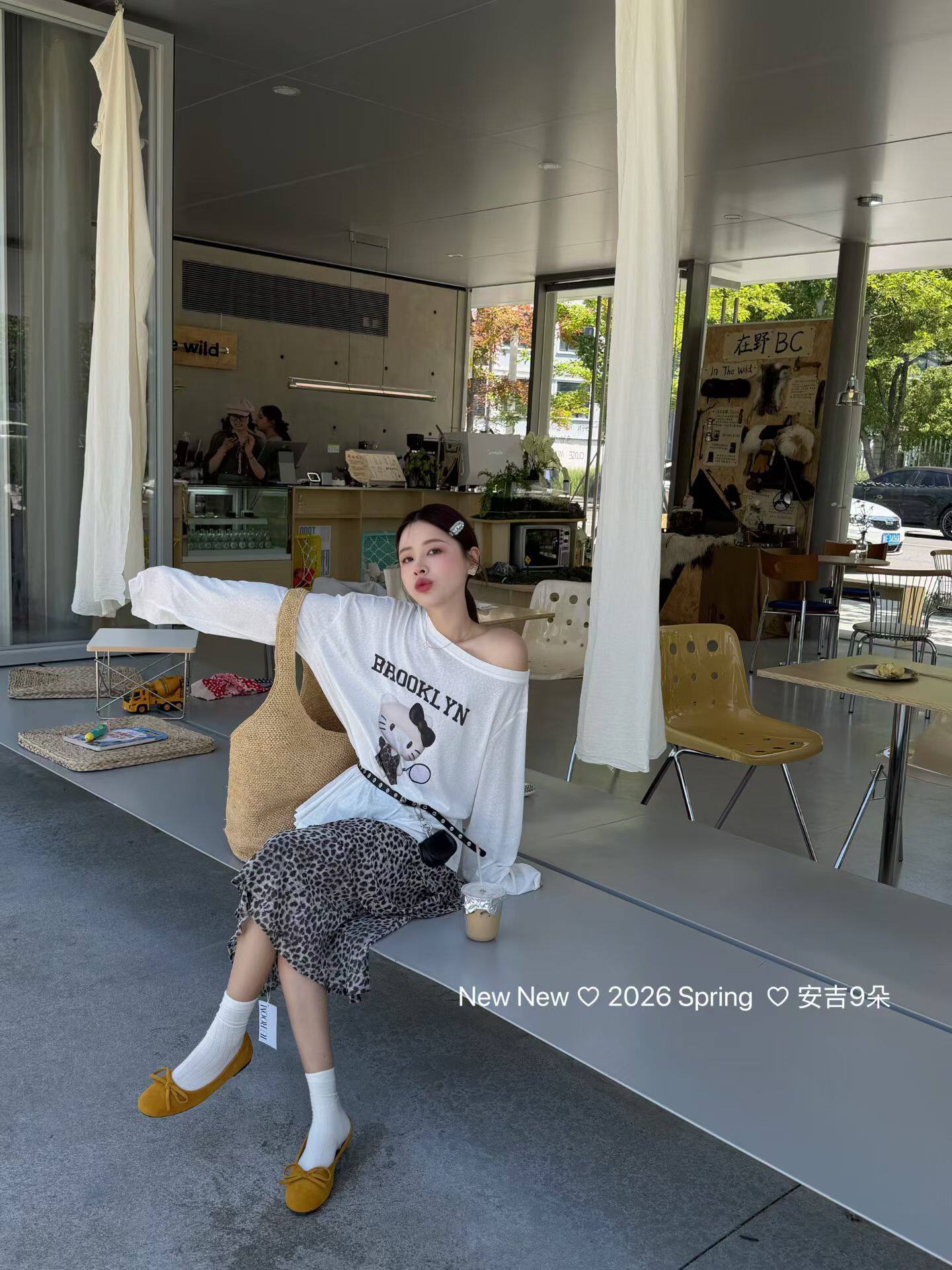 正品实拍2026夏季新款韩版宽松卡通印花斜肩防晒休闲长袖T恤上衣