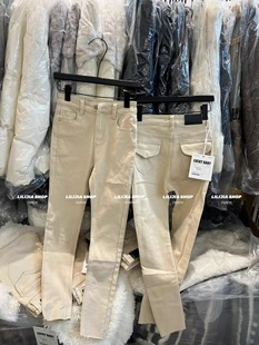 女2025冬季 卡其色铅笔裤 新款 百搭时尚 韩版 高腰显瘦薄绒小脚牛仔裤