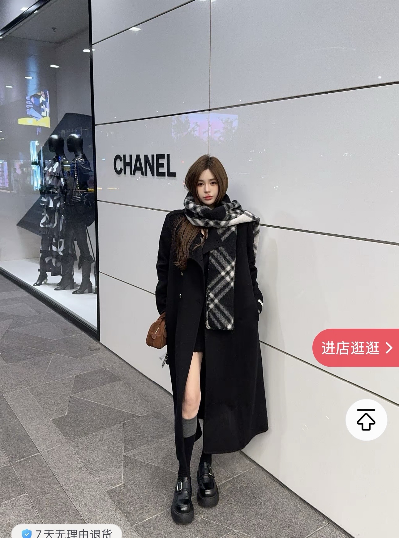 黑色双面一百绵羊毛大衣女3025冬季新款韩版宽松中长款羊绒外套潮