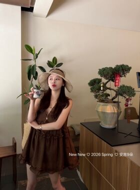 正品实拍2026夏季新款韩版宽松百搭时尚波点木耳花边背心连衣裙潮
