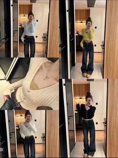 显瘦洋气拼接假两件套内搭多色针织衫 修身 潮 新款 泡菜定制2025冬季