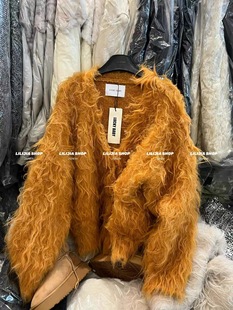 韩版 新款 宽松百搭保暖外套潮 2025冬季 泡菜订制V领毛茸茸毛衣开衫