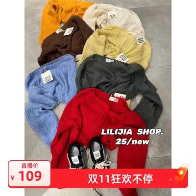 韩国东大门2025秋季新款韩版宽松百搭洋气斜肩设计感纯色针织毛衣