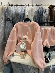 新款 套装 韩版 松紧腰短裤 潮 宽松加厚毛毛卫衣 韩国东大门2025冬季