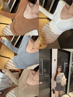 新款 T恤女打底衫 韩版 显瘦V领长袖 辣妹上衣 修身 韩国东大门2025冬季