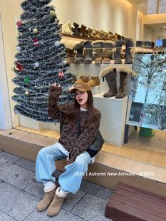 宽松显瘦百搭加厚针织衫 韩版 上衣 新款 泡菜订制豹纹毛衣女2025冬季