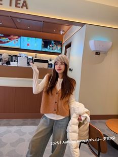 宽松显瘦百搭无袖 韩版 坎肩背心潮 新款 泡菜订制针织马甲女2025冬季