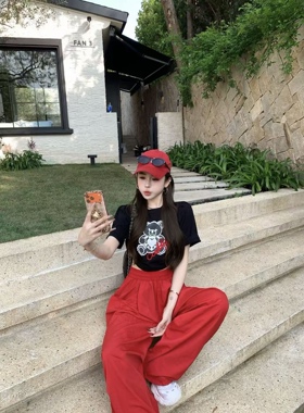 2025夏新款甜心小熊韩版时尚百搭显瘦气质简约印花短袖T恤上衣潮