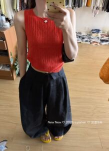 正品实拍2026夏季新款韩版修身显瘦洋气针织背心阔腿裤两件套ins