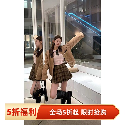 五折福利。        新款撞色翻领休闲工装外套女小个子短款百搭潮