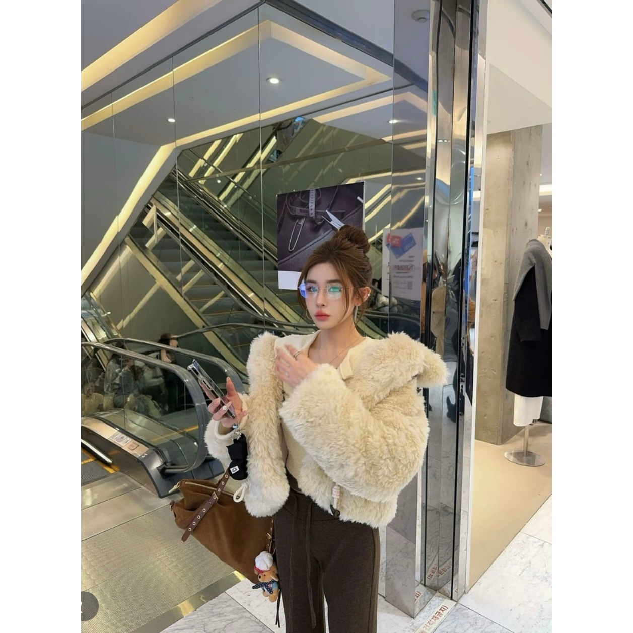 泡菜订制奶fufu牛角扣羔羔毛外套2025冬季新款加厚百搭立领短外套