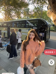 宽松休闲圆领套头毛衣女氛围感针织衫 韩版 新款 韩国东大门2025冬季