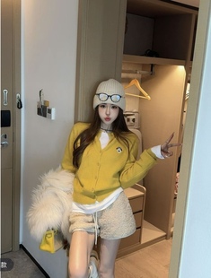 针织开衫 宽松休闲圆领长袖 女毛衣外套 韩版 韩国东大门2025秋冬新款