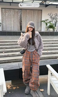 宽松羊羔毛连帽皮毛一体加厚保暖短外套 韩版 泡菜定制2025冬季 新款