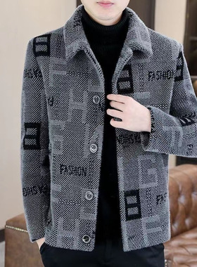 男士外套秋冬季新款2024高档短款毛呢大衣韩版保暖加厚休闲夹克