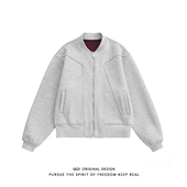 拼接开衫 格自春秋季 美式 棒球服男女潮流宽松情侣夹克百搭情侣外套