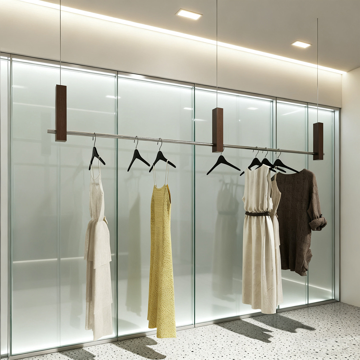 服装店展示架不锈钢配胡桃色吊架挂衣架童装陈列架女装店货架,商业/办公家具,服装展示架,淘宝优惠券,粉丝福利购,淘宝优惠卷