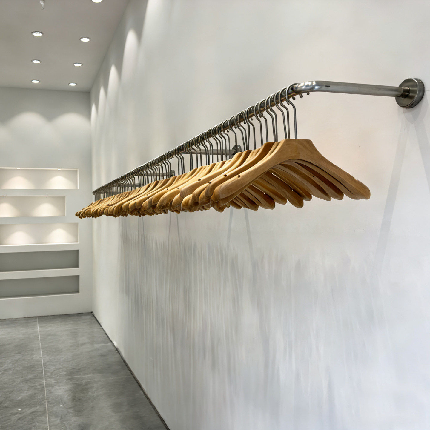 不锈钢服装店上墙展示架简约女装店货架衣服架子壁挂式童装挂衣杆