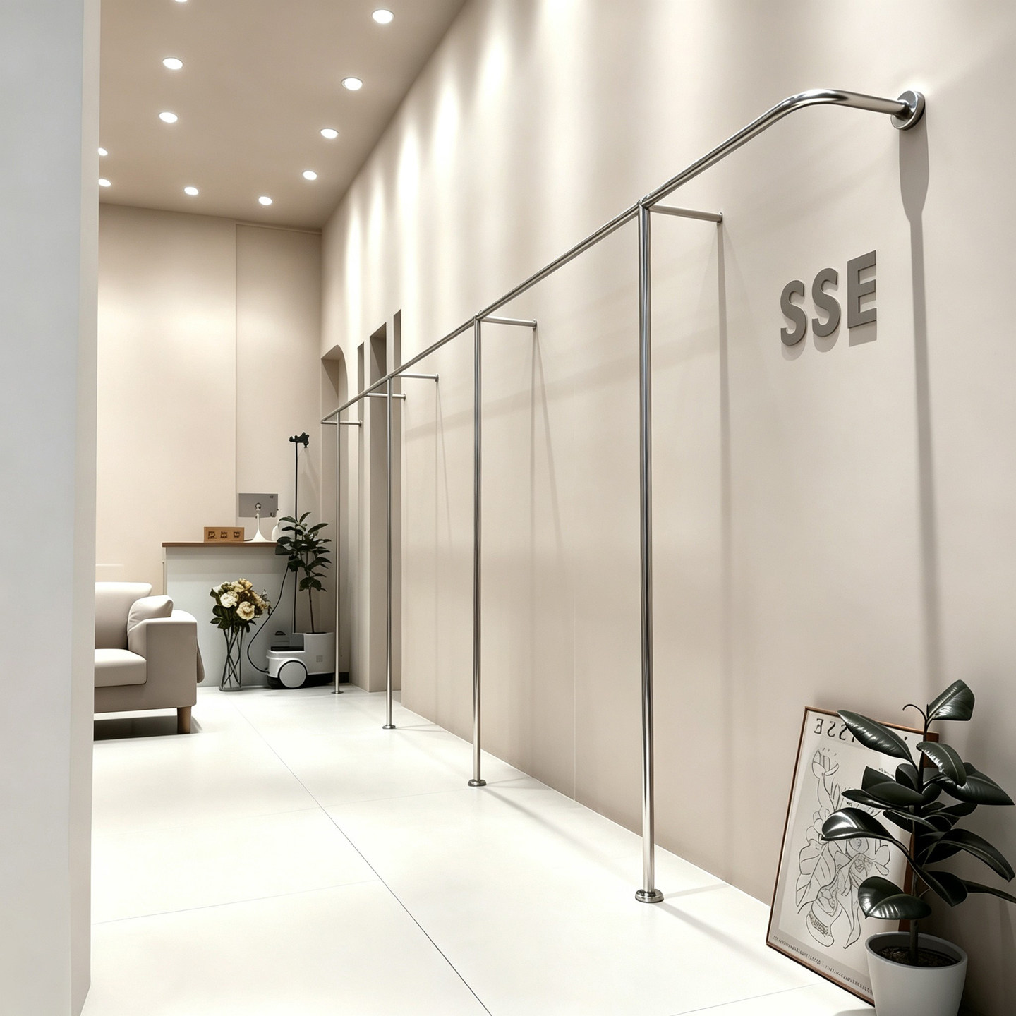 服装店展示架上墙陈列架女装店专用货架子侧挂落地式不锈钢挂衣杆