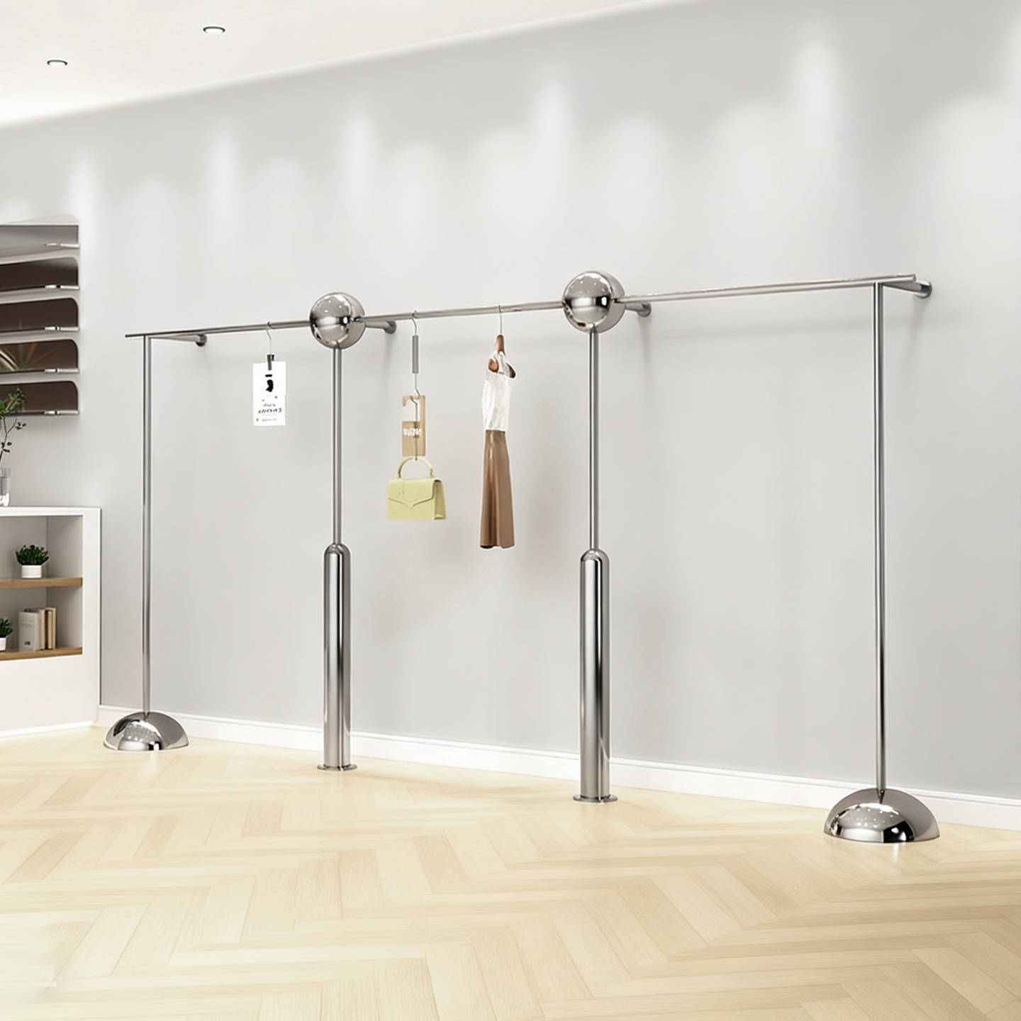 服装店陈列架上墙壁挂式不锈钢童装创意挂衣架货架女装店铺展示架