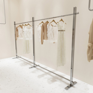 服装店展示架加厚不锈钢中岛架落地挂衣架可移动女装店陈列架定制