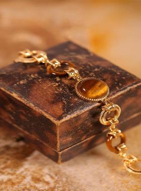 轻奢气质原创设计虎眼石中古手链