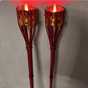结婚迎亲婚庆电子火把新房过火火把大红竹火炬竹灯无烟仿真火把
